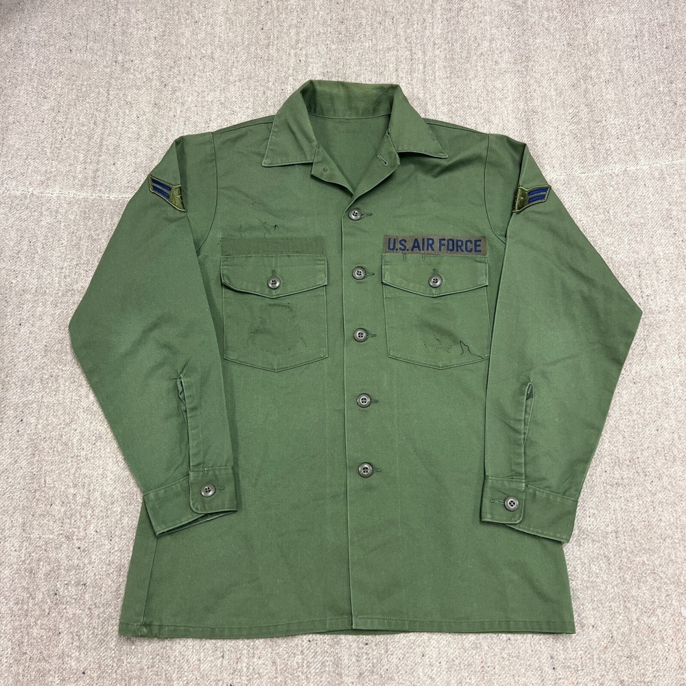 Vintage OG 507 Shirt Mens Medium Green 1980s Us Air Force Button Up Long Sleeve